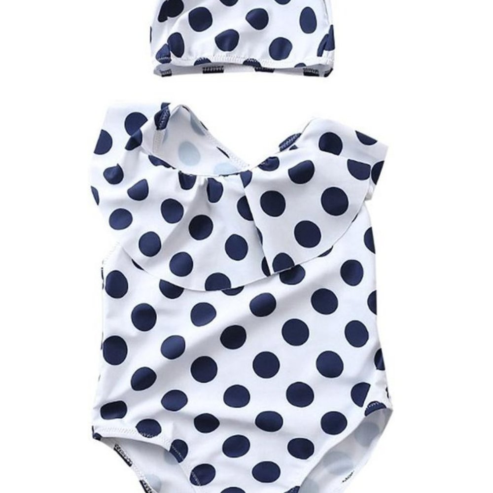 Baby Girl Bathing Suit with Swimming Cap